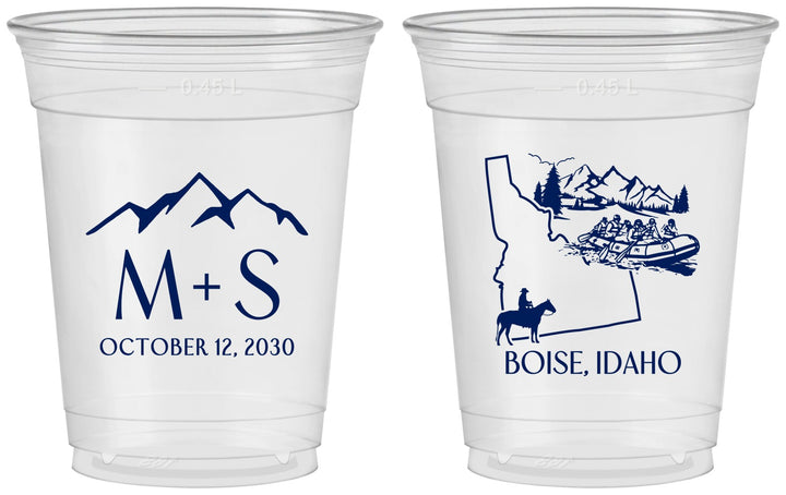 Custom Wedding 16 oz Soft Sided Clear Cups - Idaho | 161