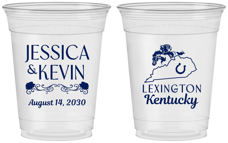 Custom Wedding 16 oz Soft Sided Clear Cups - Kentucky | 166