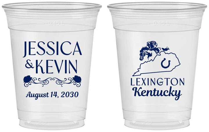 Custom Wedding 16 oz Soft Sided Clear Cups - Kentucky | 166