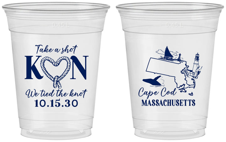 Custom Wedding 16 oz Soft Sided Clear Cups - Massachusetts | 170
