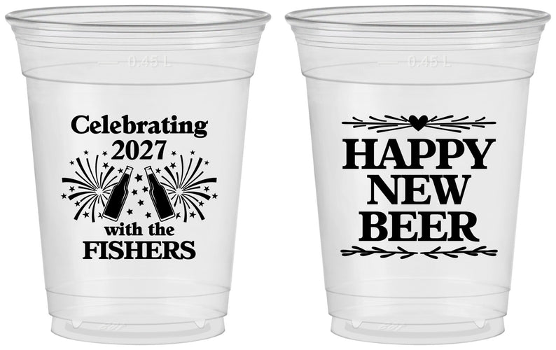 Custom New Years 16 oz Soft Sided Clear Cups - 2027 Happy New Beer | 170004