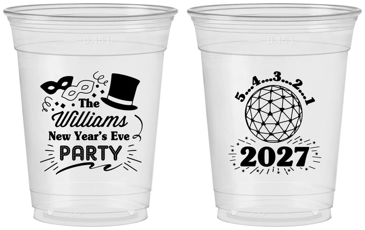 Custom New Years 16 oz Soft Sided Clear Cups - 2027 Ball | 170005