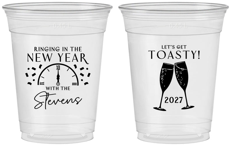 Custom New Years 16 oz Soft Sided Clear Cups - 2027 Toast | 170008