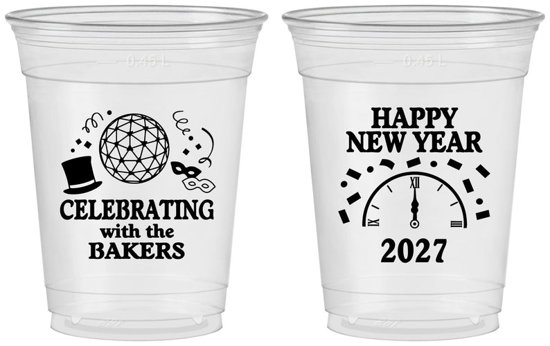 Custom New Years 16 oz Soft Sided Clear Cups - 2027 Countdown | 170010