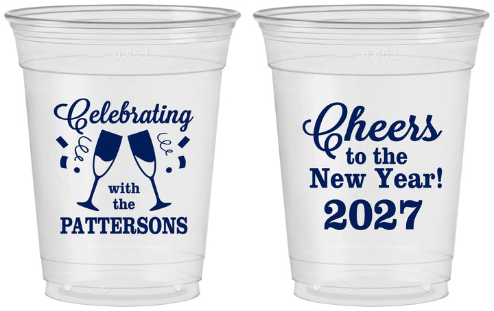 Custom New Years 16 oz Soft Sided Clear Cups - 2027 Cheers | 170011