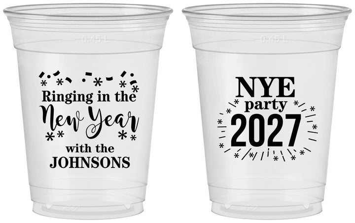 Custom New Years 16 oz Soft Sided Clear Cups - 2027 Ringing In | 170013