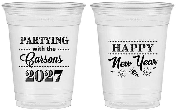 Custom New Years 16 oz Soft Sided Clear Cups - 2027 Nye | 170016