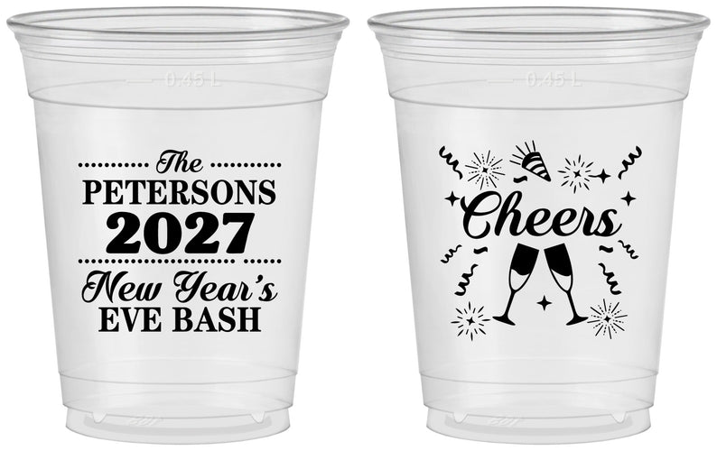Custom New Years 16 oz Soft Sided Clear Cups - 2027 Cheers | 170017