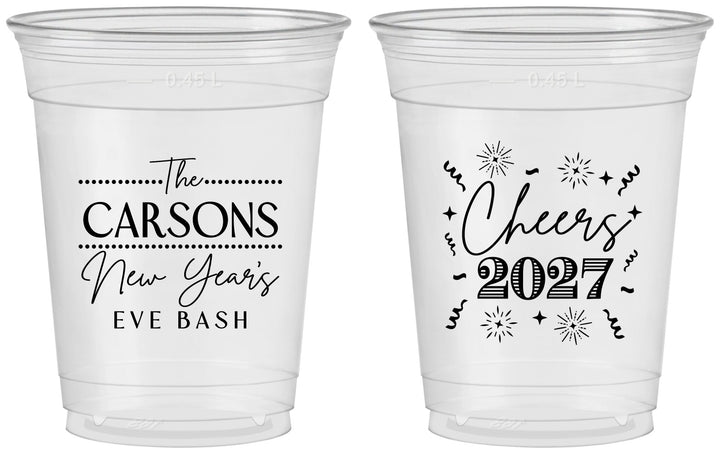 Custom New Years 16 oz Soft Sided Clear Cups - 2027 Cheers | 170018