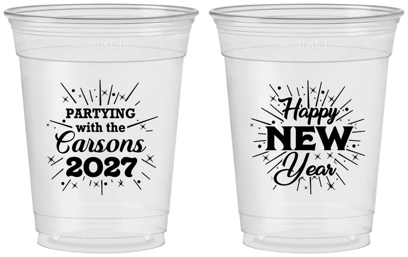 Custom New Years 16 oz Soft Sided Clear Cups - 2027 Nye | 170020
