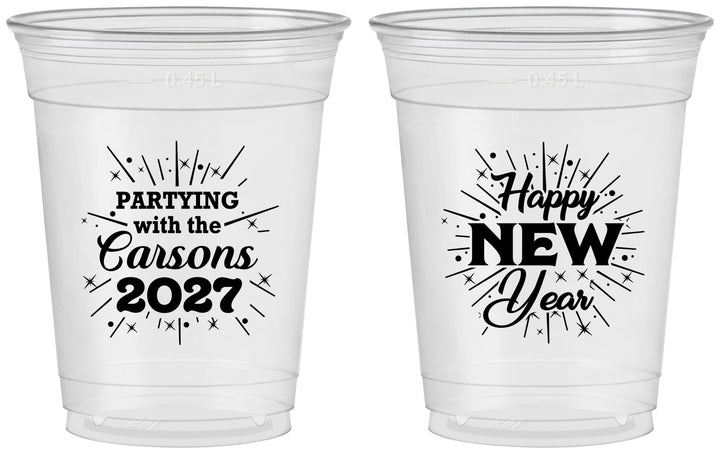 Custom New Years 16 oz Soft Sided Clear Cups - 2027 Nye | 170020