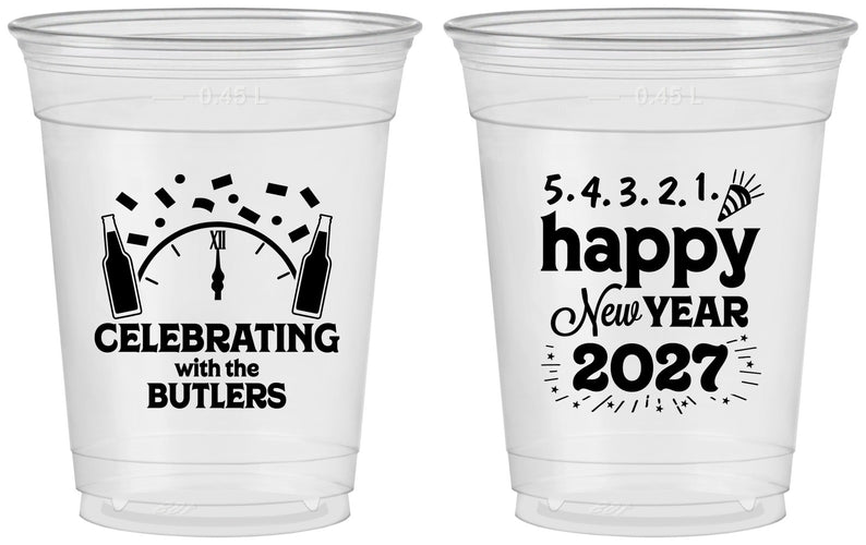 Custom New Years 16 oz Soft Sided Clear Cups - 2027 Countdown | 170021