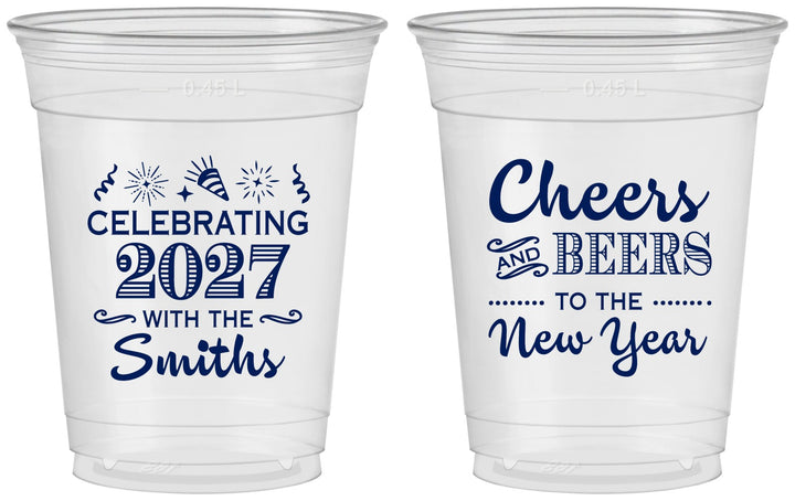 Custom New Years 16 oz Soft Sided Clear Cups - 2027 Cheers | 170023
