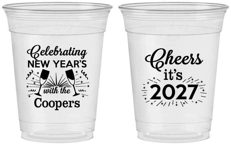 Custom New Years 16 oz Soft Sided Clear Cups - 2027 Cheers | 170024