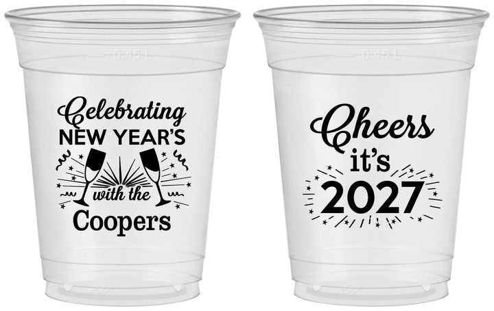 Custom New Years 16 oz Soft Sided Clear Cups - 2027 Cheers | 170024