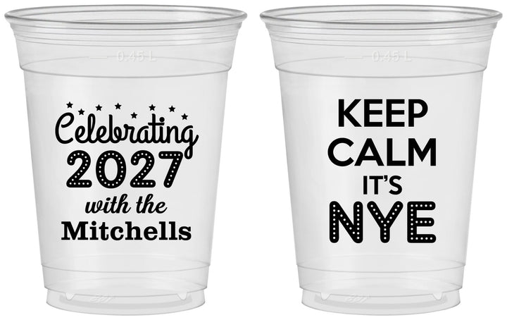 Custom New Years 16 oz Soft Sided Clear Cups - 2027 Nye | 170025