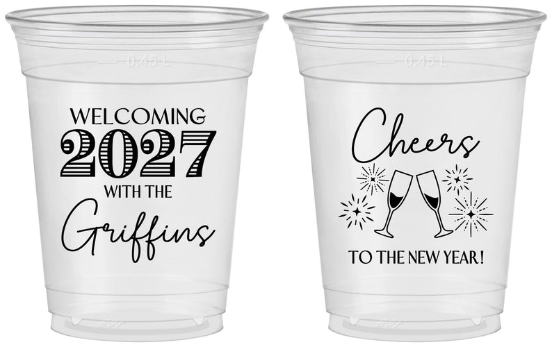 Custom New Years 16 oz Soft Sided Clear Cups - 2027 Cheers | 170029