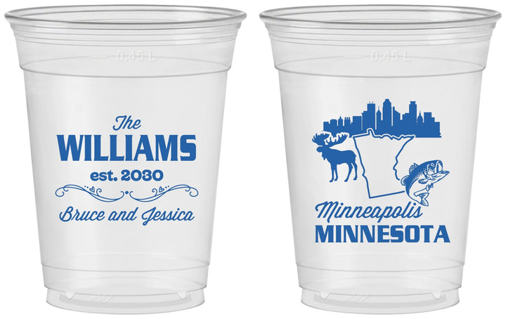 Custom Wedding 16 oz Soft Sided Clear Cups - Minnesota | 172