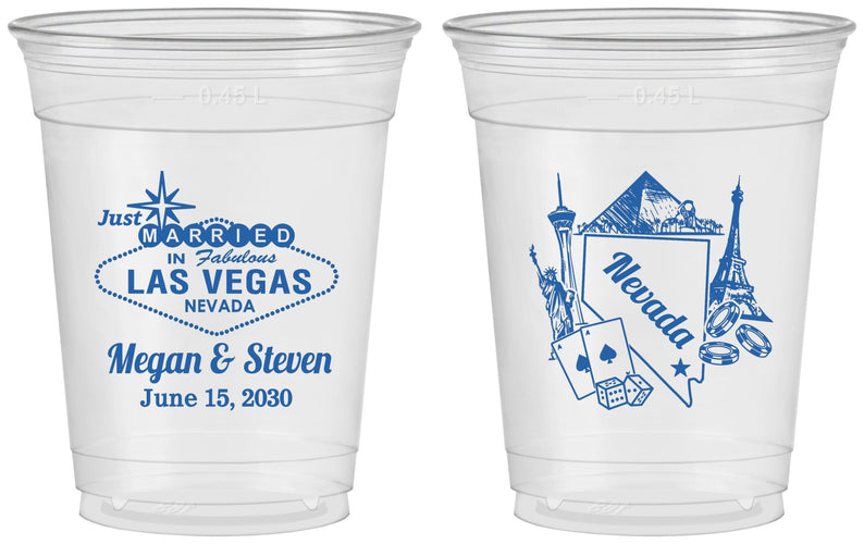 Custom Wedding 16 oz Soft Sided Clear Cups - Nevada | 177