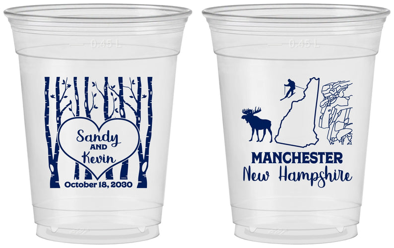 Custom Wedding 16 oz Soft Sided Clear Cups - New Hampshire | 178