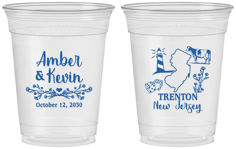 Custom Wedding 16 oz Soft Sided Clear Cups - New Jersey | 179