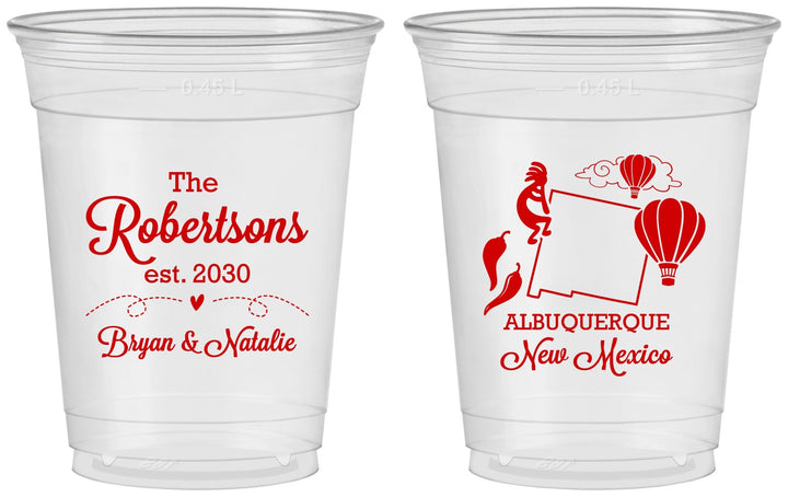 Custom Wedding 16 oz Soft Sided Clear Cups - New Mexico | 180