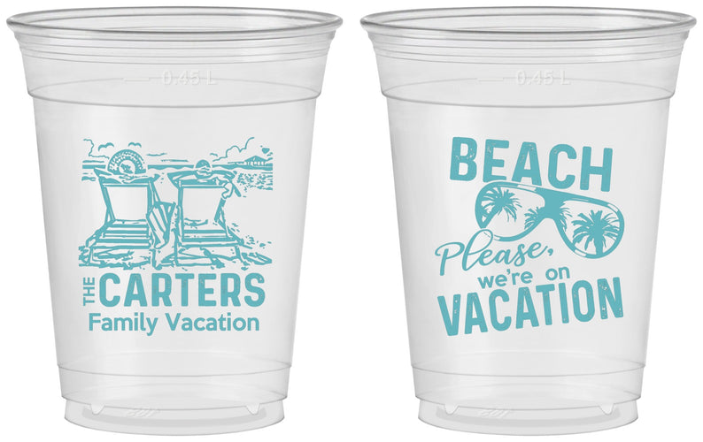 Custom Family Vacation 16 oz Soft Sided Clear Cups - Relax We Are On Vacation | 180006