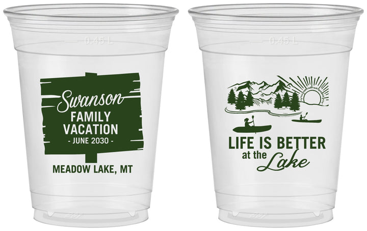 Custom Family Vacation 16 oz Soft Sided Clear Cups - Life Is Better At The Lake | 180010