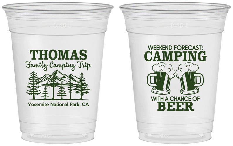 Custom Family Vacation 16 oz Soft Sided Clear Cups - Camping Park | 180013