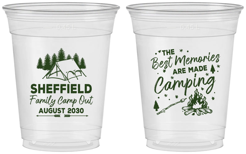 Custom Family Vacation 16 oz Soft Sided Clear Cups - Camping Park | 180015