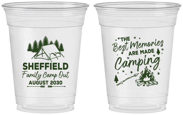 Custom Family Vacation 16 oz Soft Sided Clear Cups - Camping Park | 180015