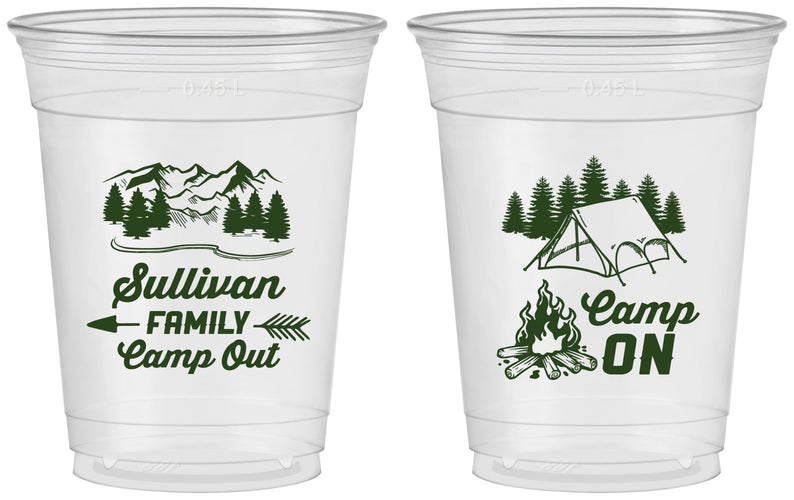Custom Family Vacation 16 oz Soft Sided Clear Cups - Family Camp Out | 180019