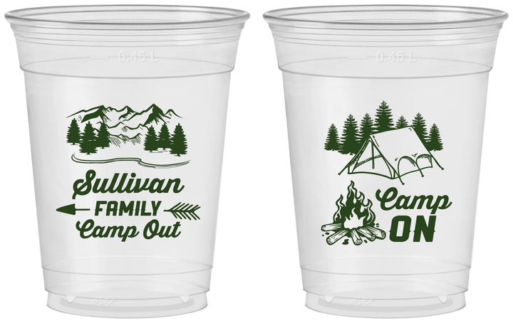 Custom Family Vacation 16 oz Soft Sided Clear Cups - Family Camp Out | 180019