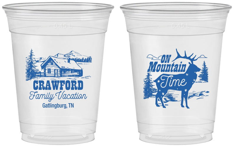 Custom Family Vacation 16 oz Soft Sided Clear Cups - Mountain | 180027