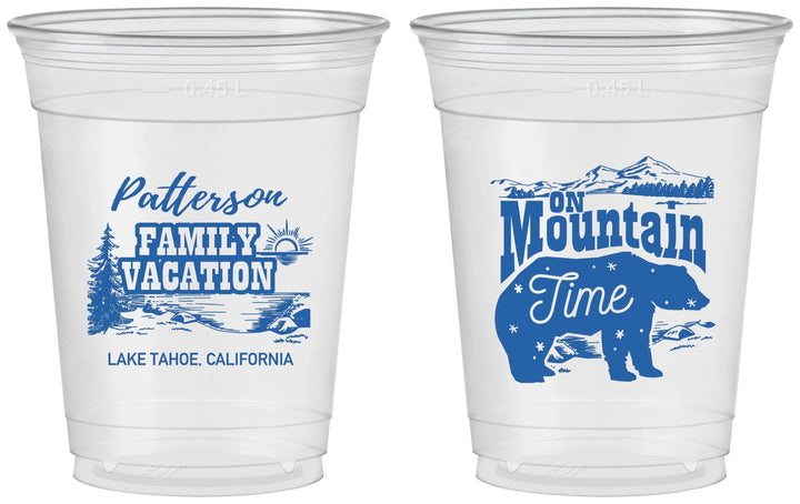 Custom Family Vacation 16 oz Soft Sided Clear Cups - Mountain | 180028