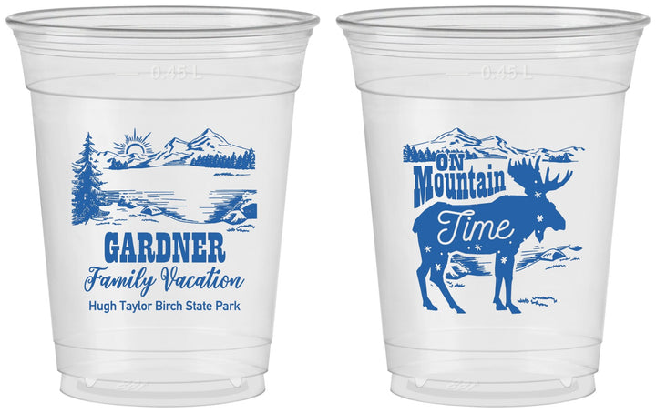 Custom Family Vacation 16 oz Soft Sided Clear Cups - Mountain | 180029