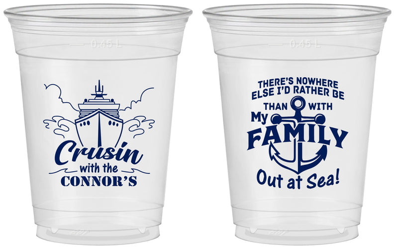 Custom Family Vacation 16 oz Soft Sided Clear Cups - Nautical Cruise | 180031