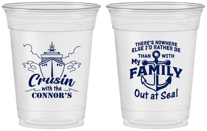 Custom Family Vacation 16 oz Soft Sided Clear Cups - Nautical Cruise | 180031