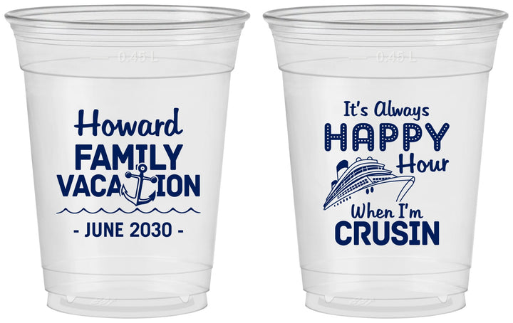 Custom Family Vacation 16 oz Soft Sided Clear Cups - Crusin Cruise | 180033