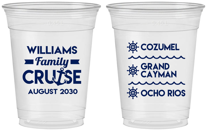 Custom Family Vacation 16 oz Soft Sided Clear Cups - Nautical Cruise | 180034