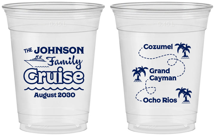 Custom Family Vacation 16 oz Soft Sided Clear Cups - Cruise Ship | 180035