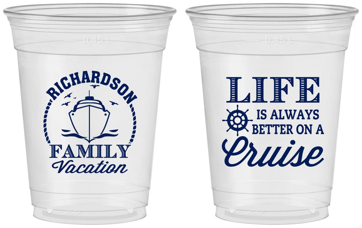 Custom Family Vacation 16 oz Soft Sided Clear Cups - Cruise Ship | 180036