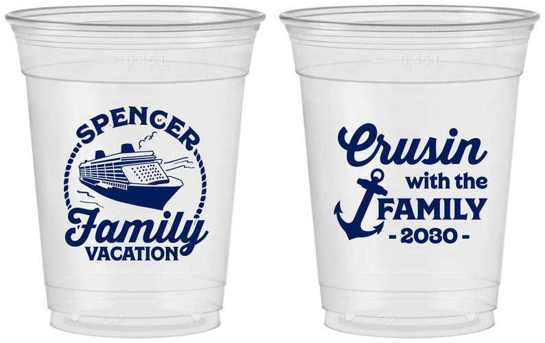 Custom Family Vacation 16 oz Soft Sided Clear Cups - Cruisin Ship | 180037