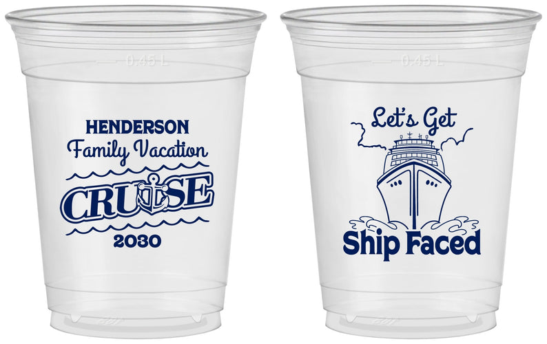Custom Family Vacation 16 oz Soft Sided Clear Cups - Cruise | 180038