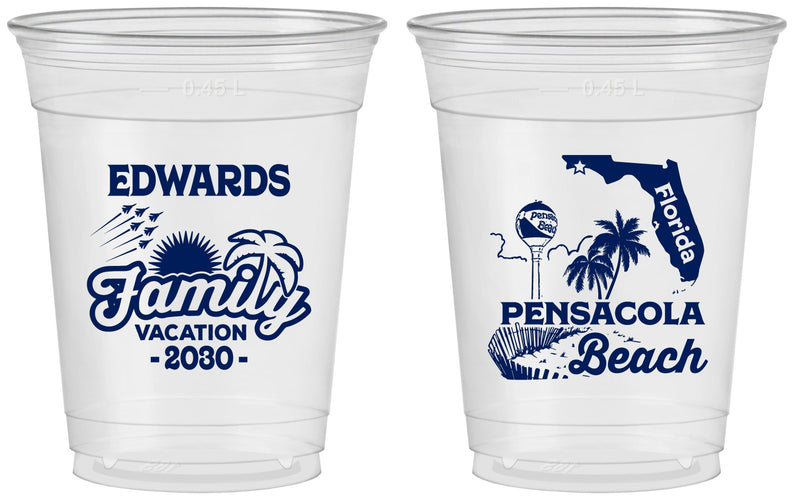 Custom Family Vacation 16 oz Soft Sided Clear Cups - Florida | 180044