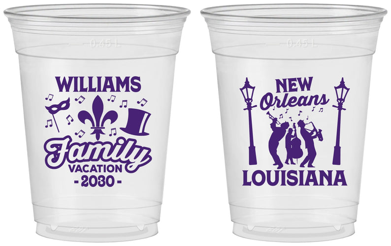 Custom Family Vacation 16 oz Soft Sided Clear Cups - New Orleans | 180047