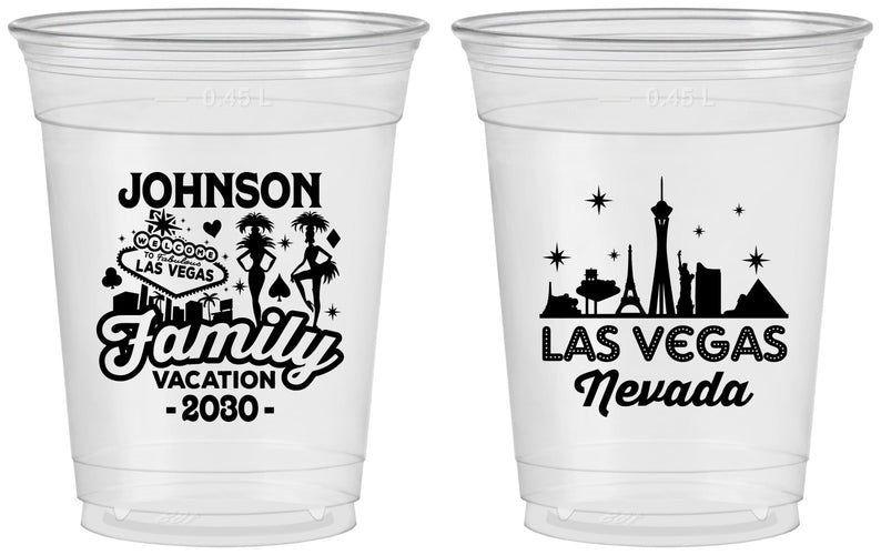 Custom Family Vacation 16 oz Soft Sided Clear Cups - Las Vegas | 180048