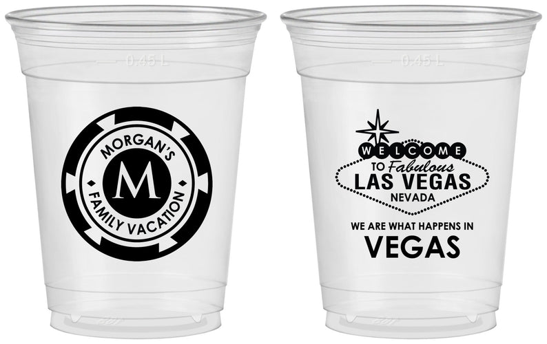 Custom Family Vacation 16 oz Soft Sided Clear Cups - Las Vegas | 180049