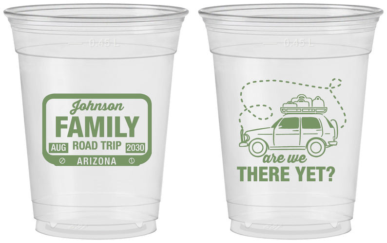 Custom Family Vacation 16 oz Soft Sided Clear Cups - Road Trip Car | 180050