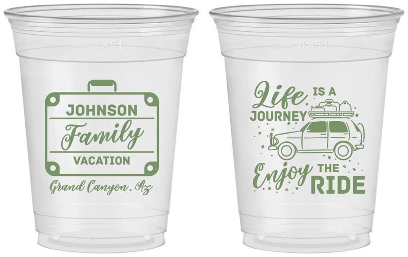 Custom Family Vacation 16 oz Soft Sided Clear Cups - Road Trip Car | 180051